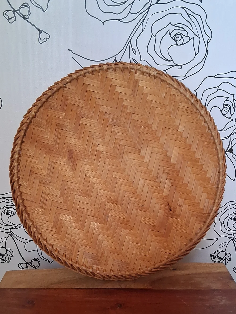 Vintage 1980's Natural Rattan Basket With Lid Boho Basket